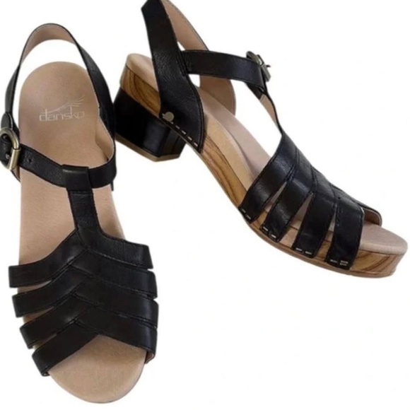 Like New Dansko Leather Mara Sandals Black Size 9 - Picture 1 of 3